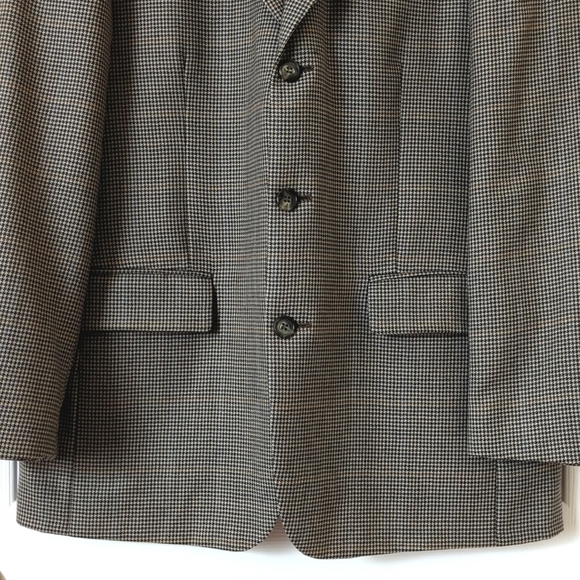 Brooks Brothers Preppy Classic Fit Houndstooth Worsted Wool Blazer Jacket Tan 40 - Picture 7 of 16